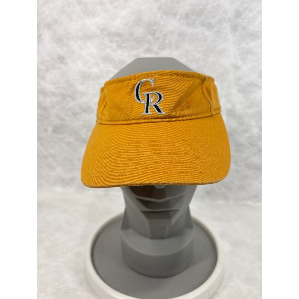 Twins Enterprise MLB Colorado Rockies Visor Hat Yellow Cotton Adjustable CR Logo